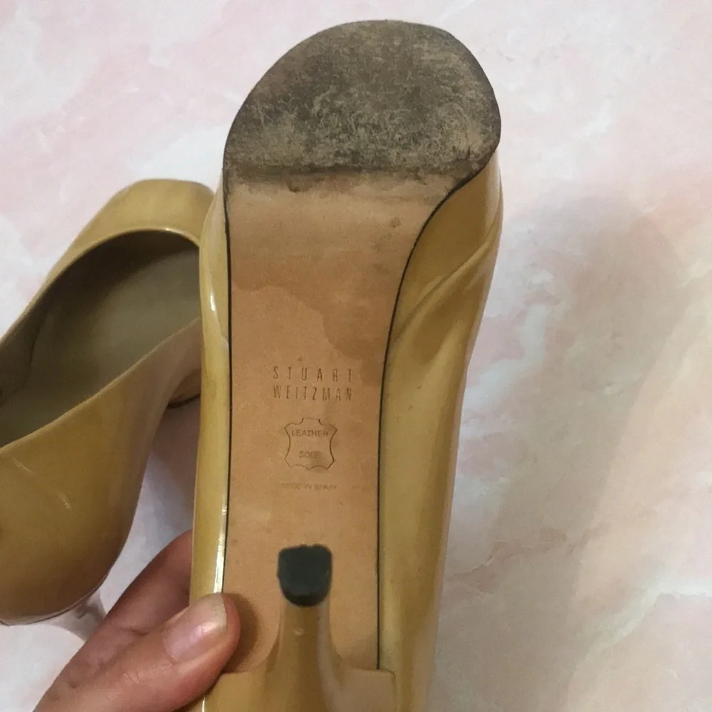 Stuart Weitzman nude patent leather platform heel 8.5M